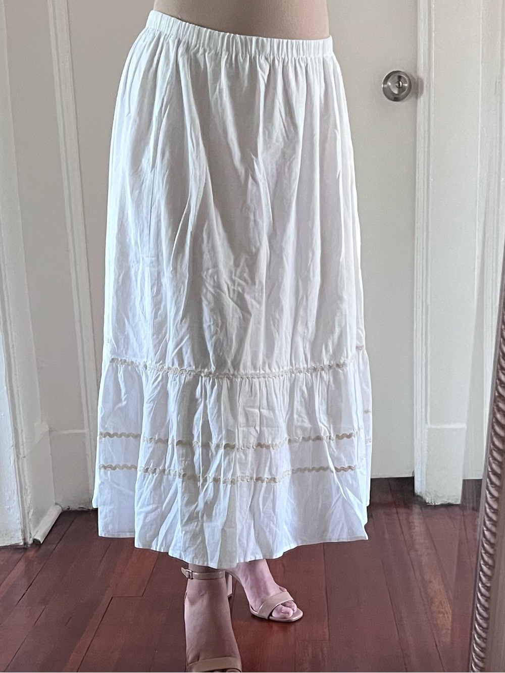 Kimchi Blue White Maxi Skirt with Ruffle Hem